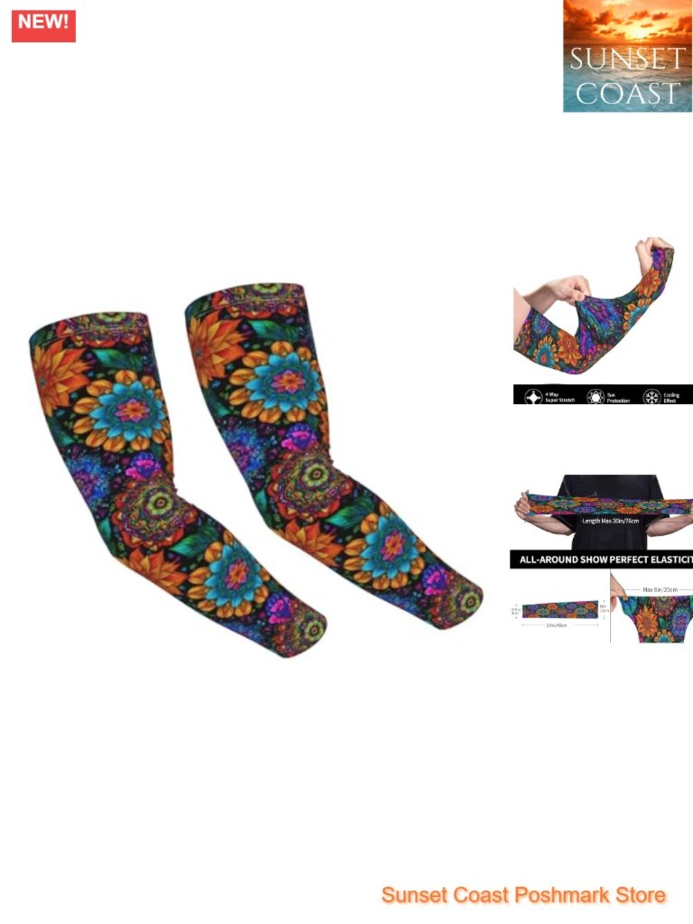 Cooling UPF Sun Protection Arm Sleeves for Men Women with Thumb Hole, Polyester